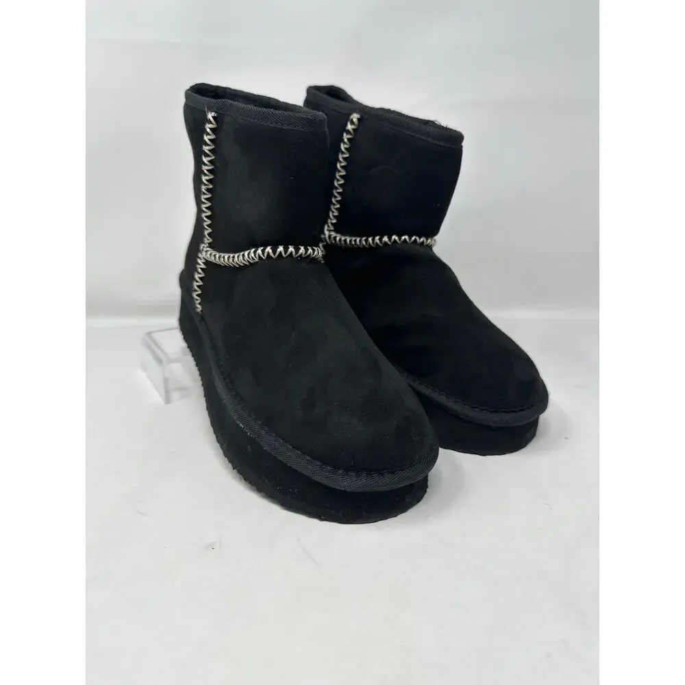 NWT Arizona Black Cozy Stitch Short Winter Boots SIZE 8